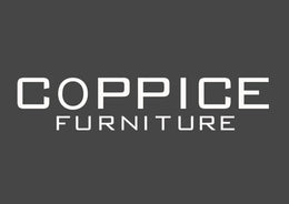 Logo of Coppice Furniture, featuring bold, modern typography in white on a dark background, representing a high-end custom and imported furniture brand.